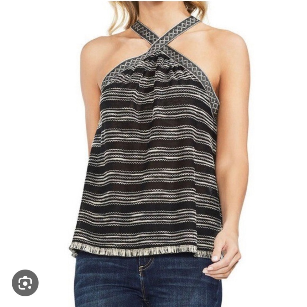 Vince Camuto Black and White Halter Tank Top